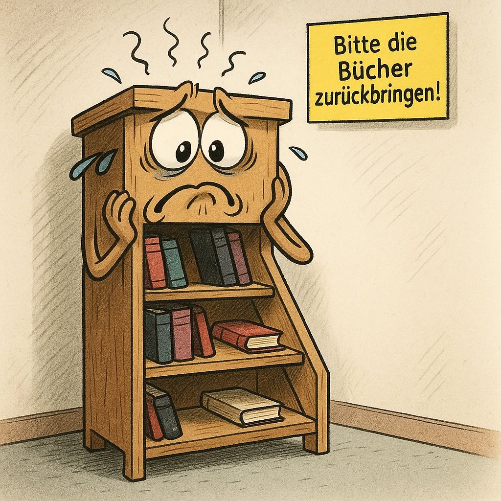 „Ich vermisse meine Freunde…“
schnieft das Bücherregal traurig und wischt sich eine Träne von der Seitenwand.

Es hat si