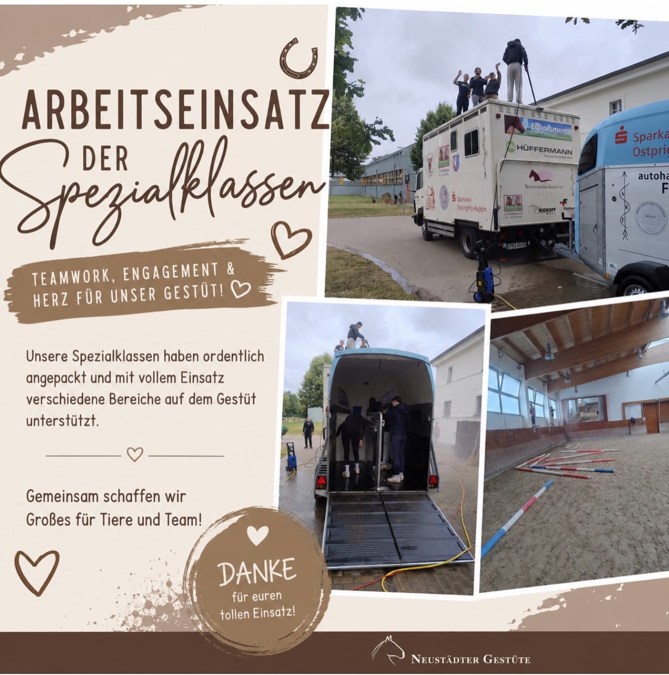 🧽💪 Gemeinsam anpacken für unser Gestüt!

Teamwork, Engagement und jede Menge Einsatz: Unsere Spezialklassen haben beim A